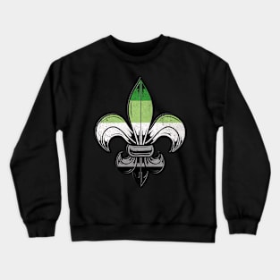 Aromantic Pride Flag Fleur de Lis Crewneck Sweatshirt